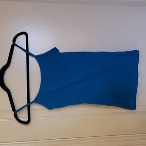 Bright blue cotton and spandex spaghetti strap camisole